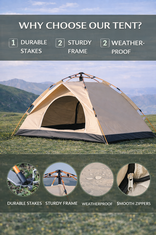 Instant Golden Tent - Portable 3-4 Person Sun & Rain Shelter for Beach & Camping