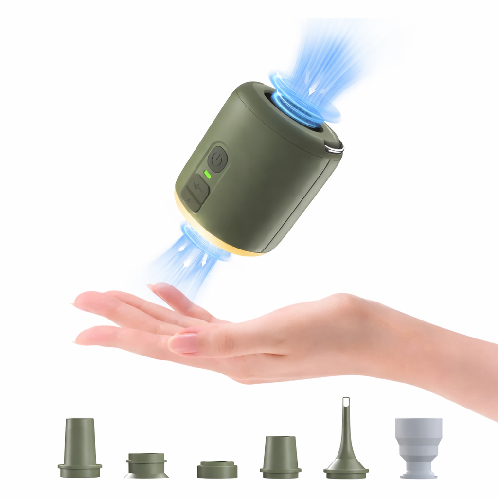 Tiny Air Pump with Camping Lantern 4.5kPa Air Pump with Magnetic Design for Inflatable Air Mattress Sleeping Pads