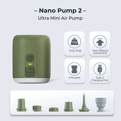 Tiny Air Pump with Camping Lantern 4.5kPa Air Pump with Magnetic Design for Inflatable Air Mattress Sleeping Pads