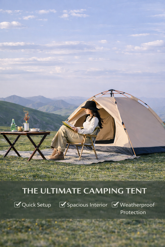 Instant Golden Tent - Portable 3-4 Person Sun & Rain Shelter for Beach & Camping